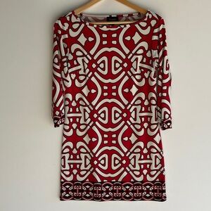 Laundry By Shelli Segal Red and White Patterned Dress